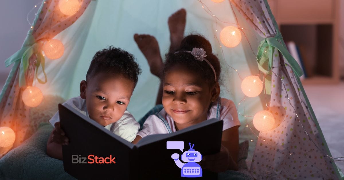 Two kids reading a storybook