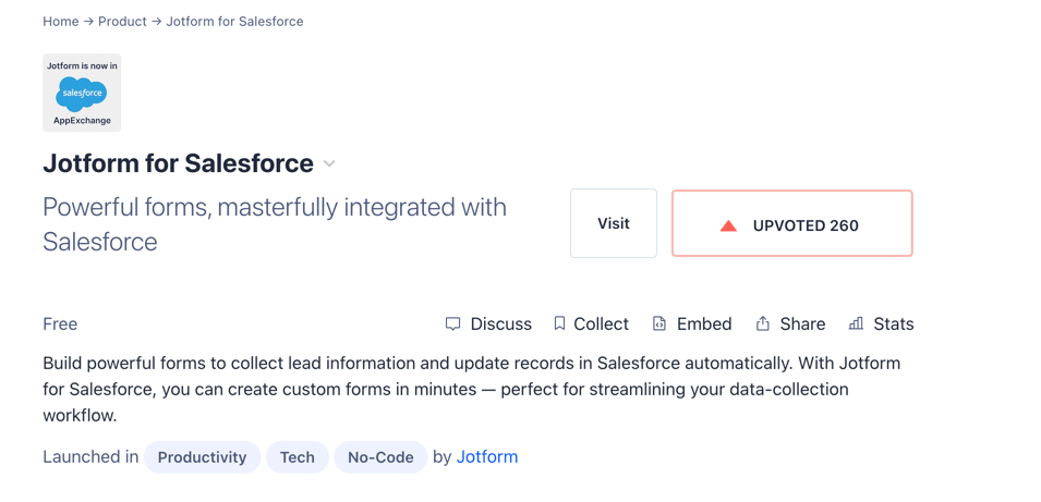 Jotform's seamless integration with Salesforce: A look at data collection.
