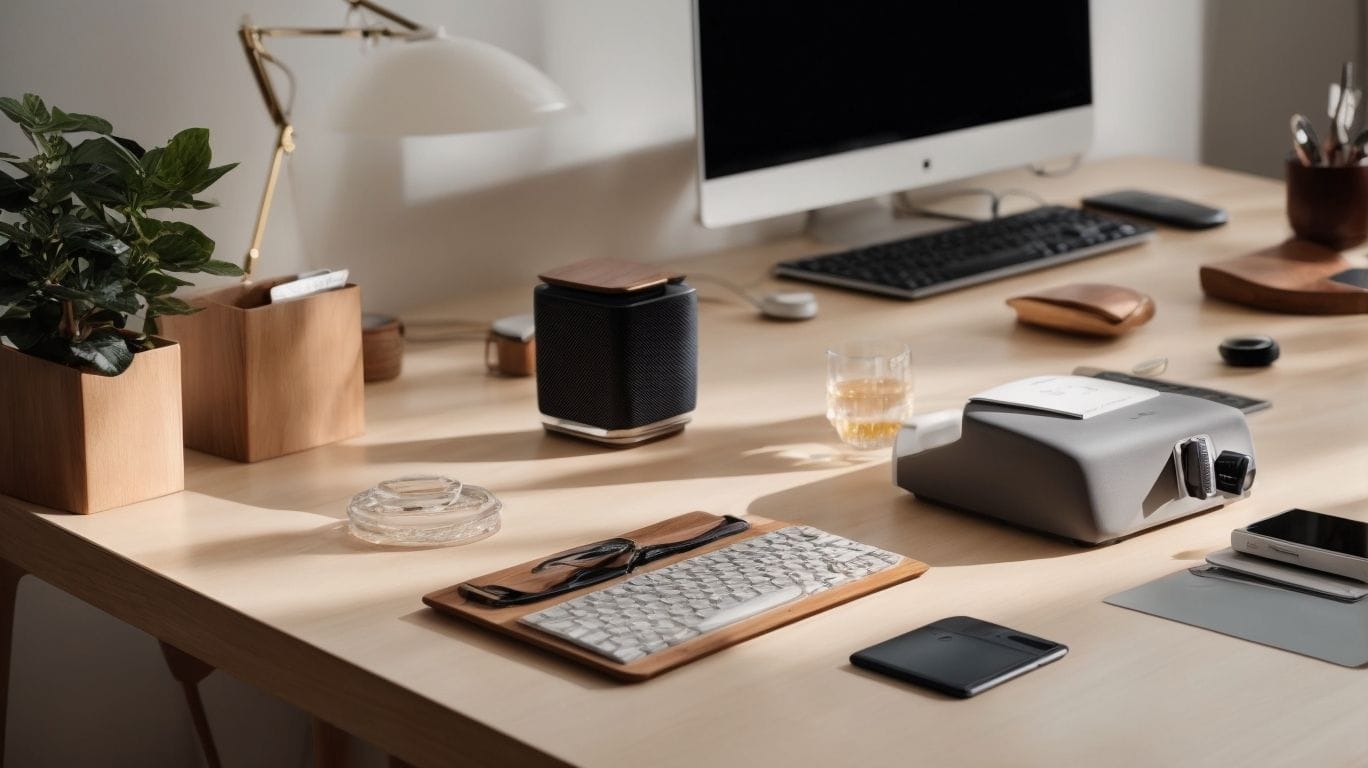 A desk with various items on it, providing a surface for understanding low-level business operations or acting as a guide for solopreneurs.