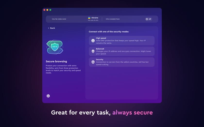 Screenshot of ClearVPN's User Interface