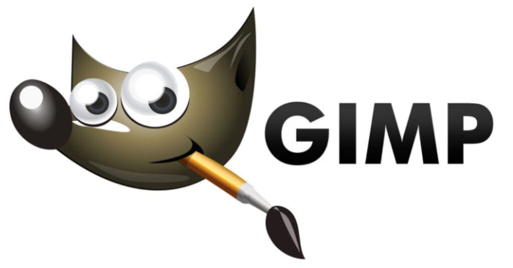 Gimp logo featuring cat with brush, a Photoshop alternative.
