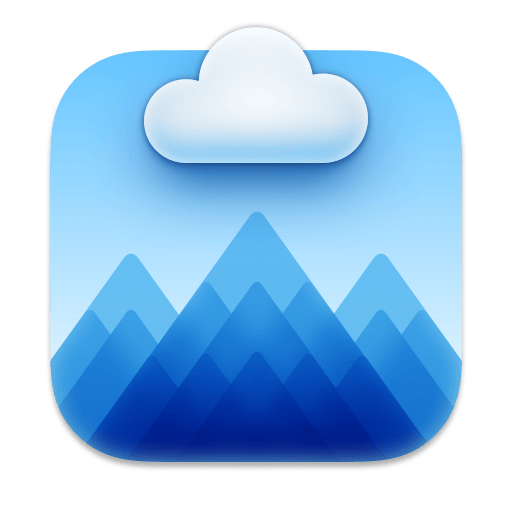 A blue icon with mountains and clouds can be seen in the CloudMounter Review.