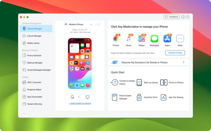 AnyTrans for iOS Screenshot - File Transfer