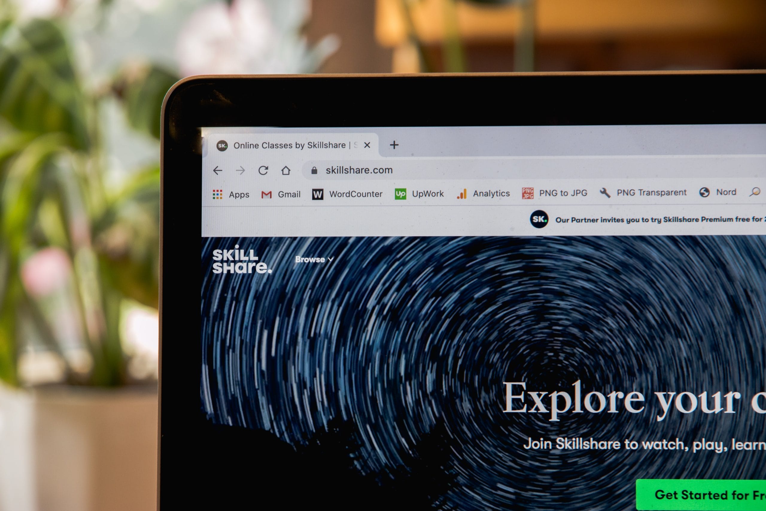 Photo of a browser where Skillshare Website is open
