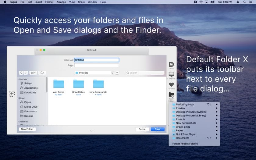 Screenshot of Default Folder X interface