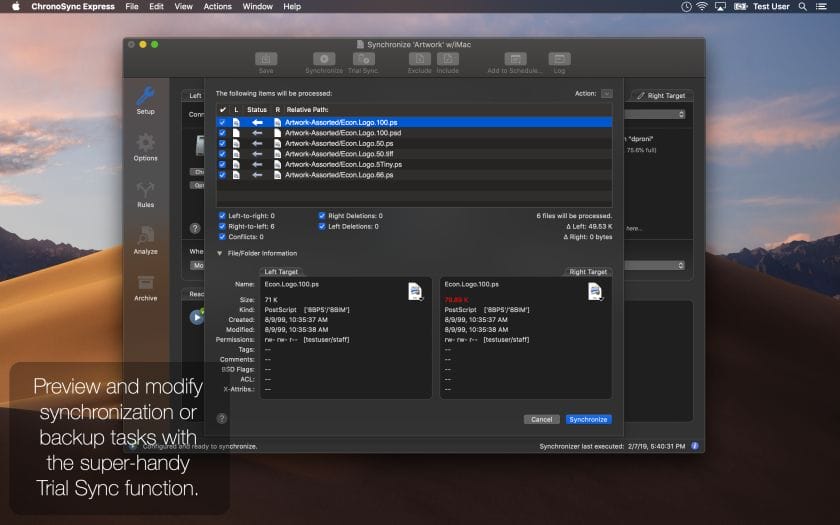 ChronoSync Express Automated Notifications Screenshot