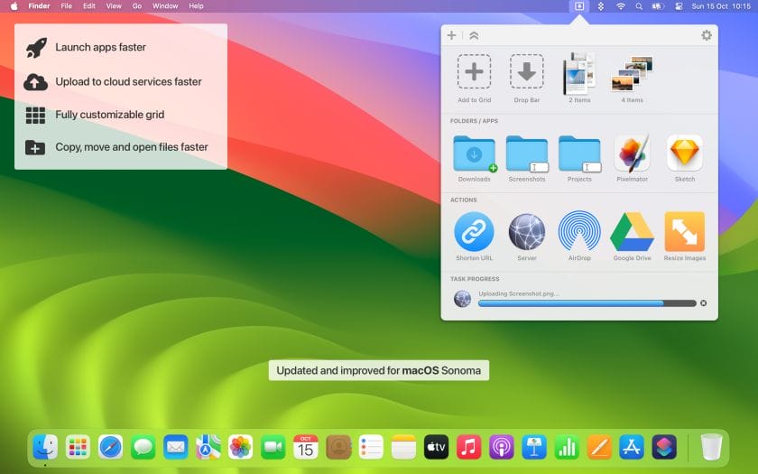 Screenshot of Dropzone's Menu Integration