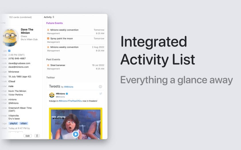Card view in BusyContacts