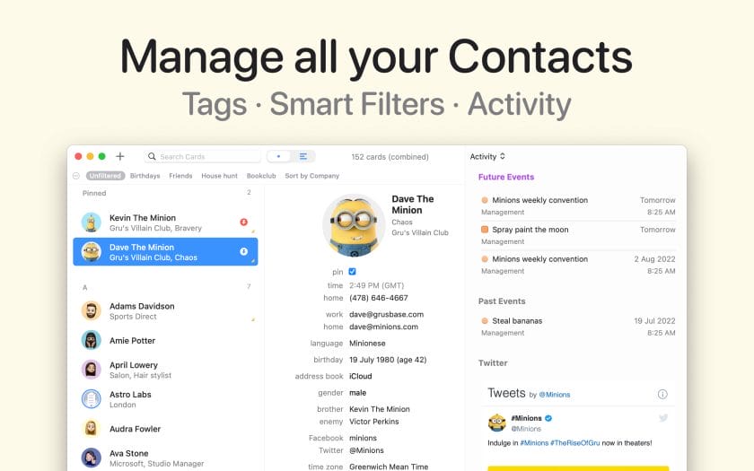 List view in BusyContacts