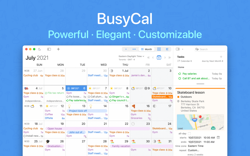 BusyCal monthly view