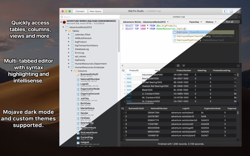 SQLPro Studio Main Interface Screenshot