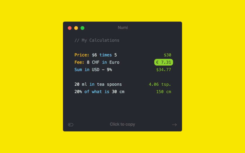 Advanced Calculations with Numi