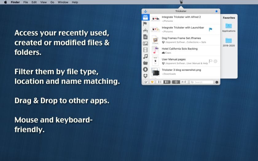 Trickster screenshot showing file tracking interface