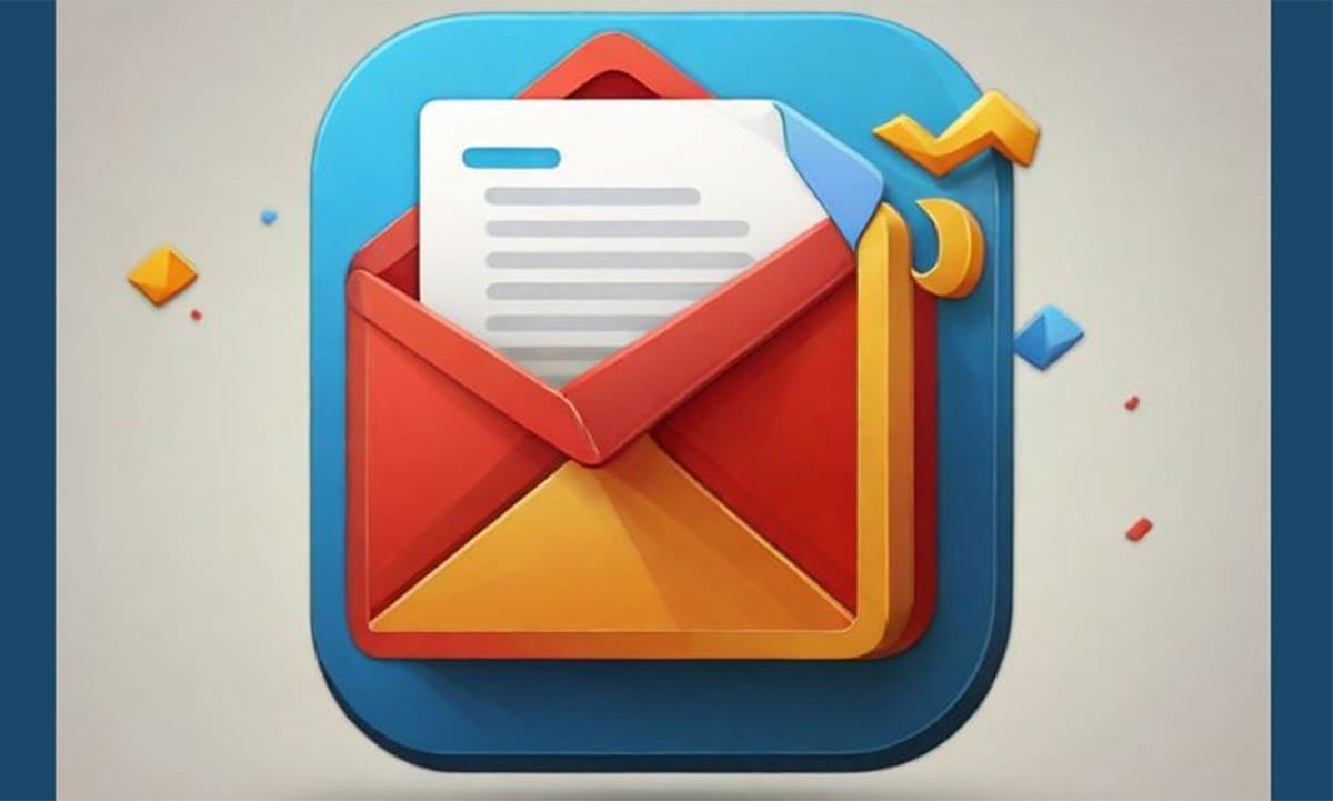 An email icon with an envelope and arrows, powered by AI technology.