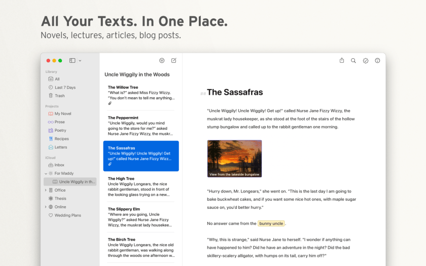 Screenshot of Ulysses Interface