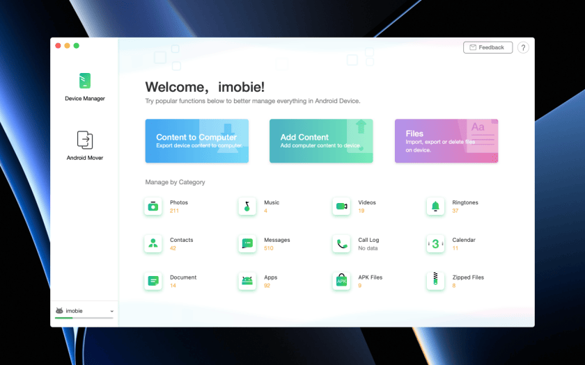 AnyDroid content migration feature