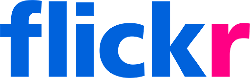 Flickr logo with "flick" in blue letters and "r" in pink, set against a pristine white background—an iconic look among Imgur alternatives.