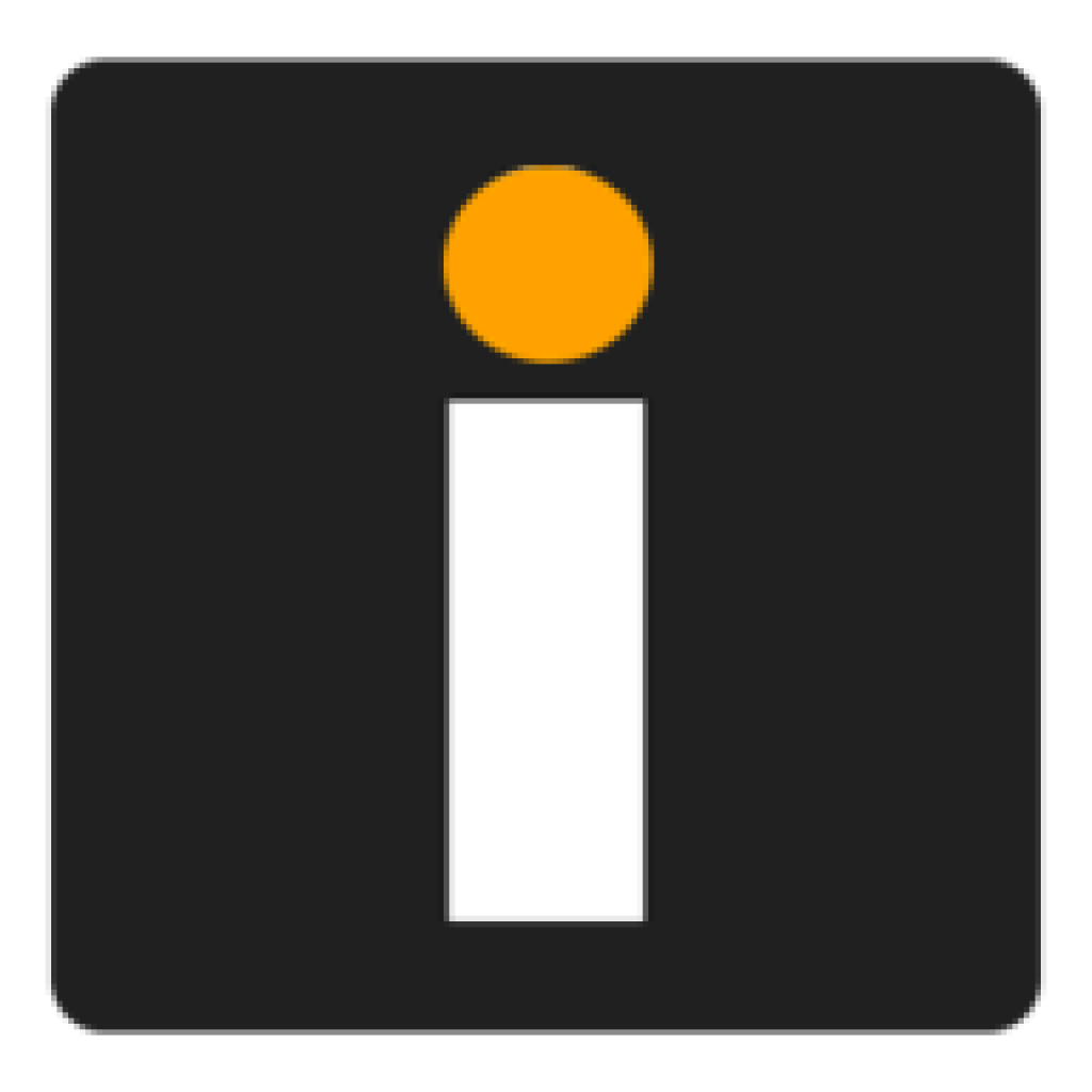 A dark square icon featuring a lowercase "i" in white, crowned with an orange dot—a sleek nod to Imgur alternatives.