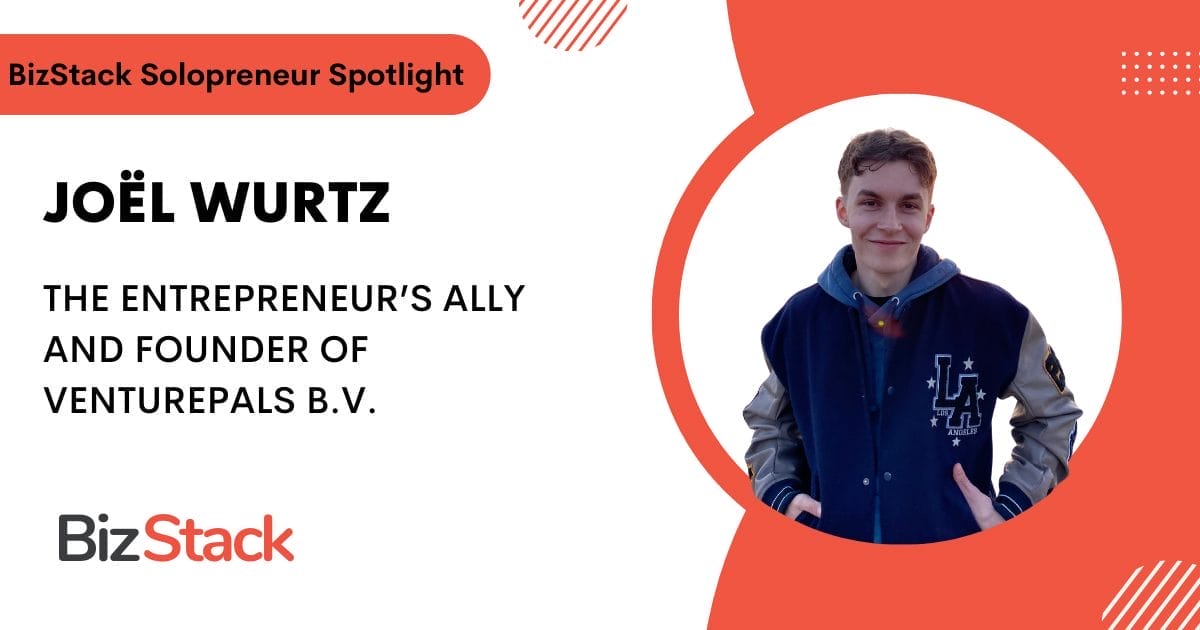 BizStack Solopreneur Spotlight featuring Joël Wurtz, an ally for entrepreneurs and the founder of VenturePals B.V.
