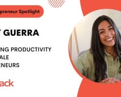 Emily Guerra featured in BizStack Solopreneur Spotlight, discussing productivity strategies tailored for female solopreneurs.