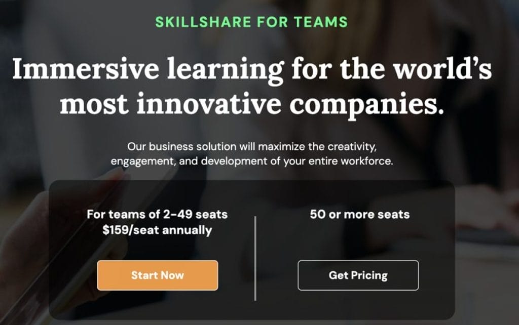 Skillshare for Teams pricing